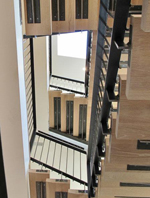 cantilevered steel staircase and railings